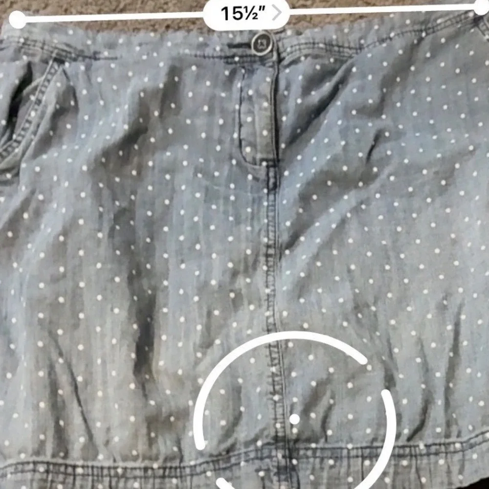 Karen Scott Petites Blue Polka Dot Denim Skort Womens 12P Light Wash Cotton - Picture 6 of 7